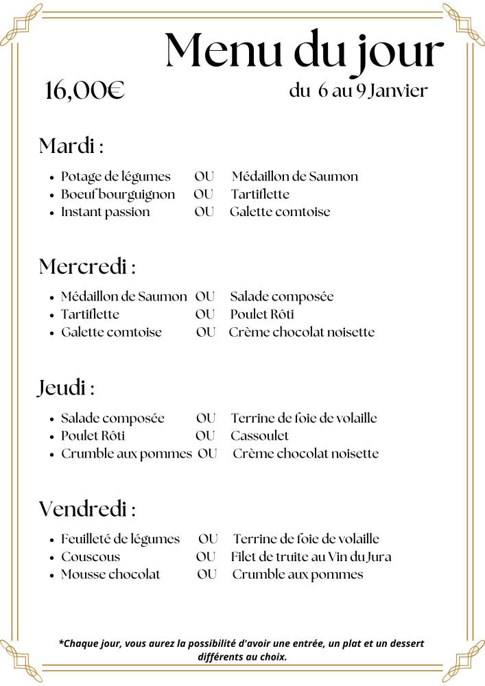 Menu du jour