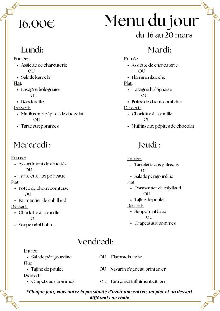 Menu du jour